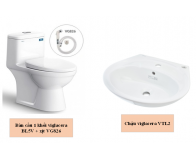 Combo viglacera bàn cầu 1 khối BL5V + xịt VG826 + Chậu VTL2