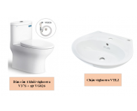 Combo viglacera bàn cầu 1 khối V37S + xịt VG826 + Chậu VTL2 