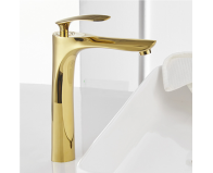  Vòi lavabo nóng lạnh tay lá AHL 3 tấc mạ vàng