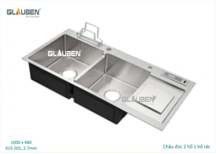 Công Ty Sắt Thép Vũ Hải Đà Nẵng - Chậu đúc Glauben 10048 2 hộc 1 bệ rác B