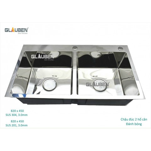 Chậu Glauben 8245 2 hộc cân bóng B Chậu Glauben 8245 2 hộc cân bóng B
