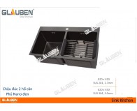 Chậu Glauben 8245B 2 hộc cân phủ Nano đen