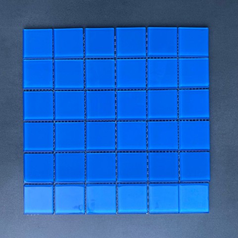 Gạch Mosaic Thủy tinh đơn màu xanh trung tính 48×48 Gạch Mosaic Thủy tinh đơn màu xanh trung tính 48×48