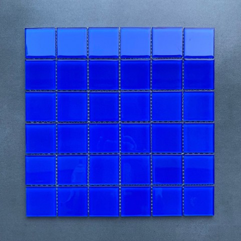 Gạch Mosaic Thủy tinh đơn màu xanh đậm 48×48 Gạch Mosaic Thủy tinh đơn màu xanh đậm 48×48