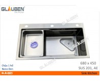 Chậu Glauben 7845 1 hộc Nano đen 