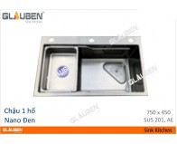 Chậu Glauben 7545 1 hộc Nano đen 