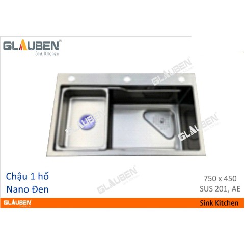Chậu Glauben 7545 1 hộc Nano đen Chậu Glauben 7545 1 hộc Nano đen