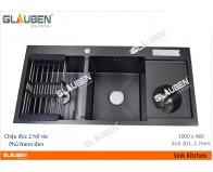 Chậu Glauben 10048 2 hộc 1 rác phủ Nano đen