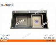 Chậu Glauben 7546 1 hộc Nano đen