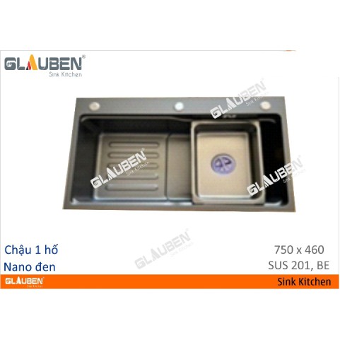Chậu Glauben 7546 1 hộc Nano đen Chậu Glauben 7546 1 hộc Nano đen