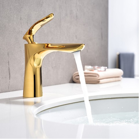 Vòi lavabo nóng lạnh tay lá AHL 2 tấc mạ vàng Vòi lavabo nóng lạnh tay lá AHL 2 tấc mạ vàng